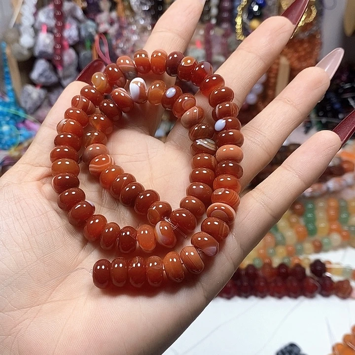 玛瑙/玉髓未镶嵌珠宝半成品玛瑙算盘卡10mm