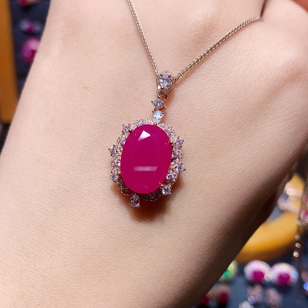 吊坠(赠链)红宝石银S925镶嵌