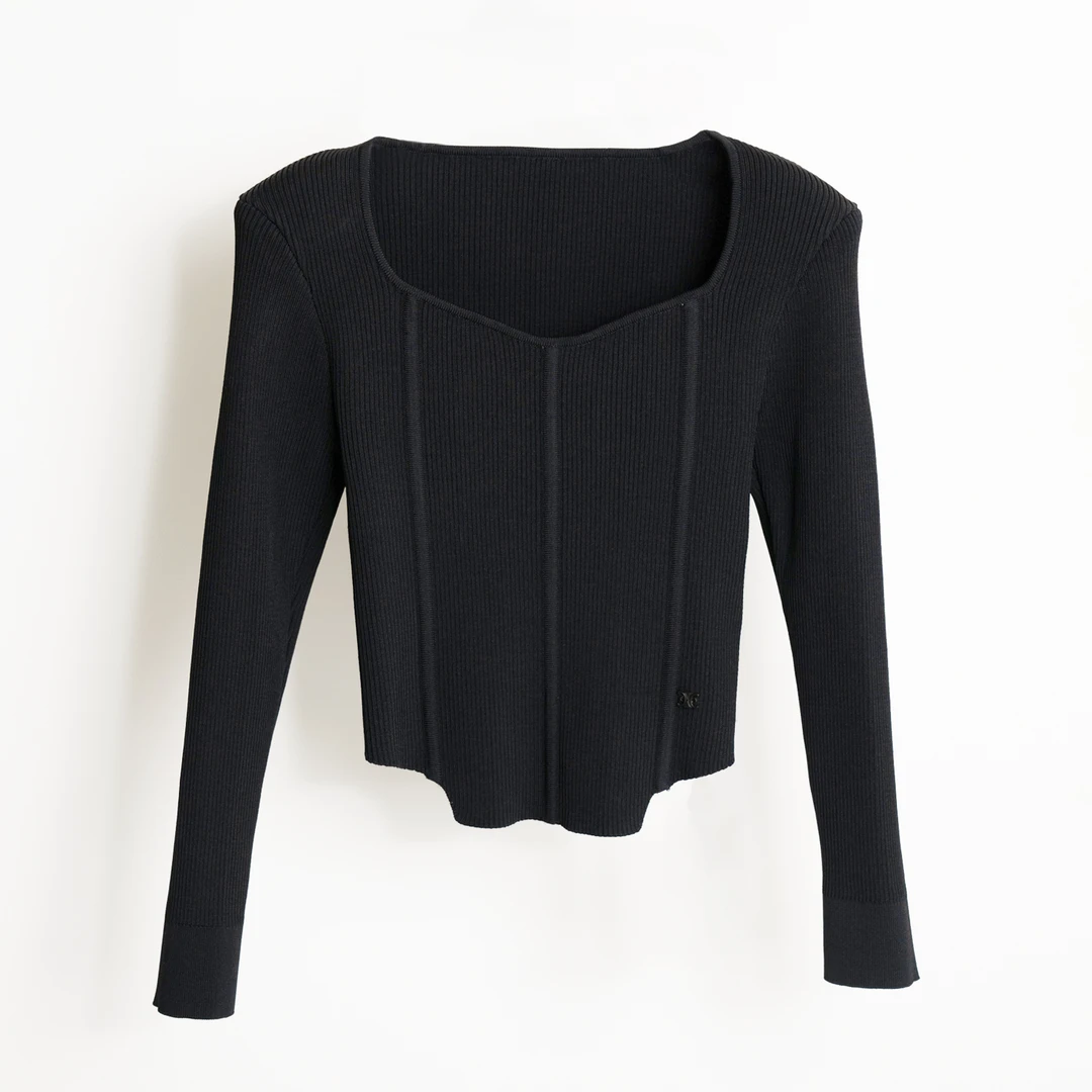 CHENRUI 歆姐2025新款“似她”方领设计别致百搭针织打底上衣女7116