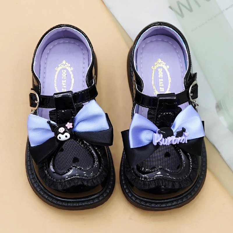 女童皮鞋公主鞋儿童小皮鞋2025春秋新款女孩库洛米单鞋软底黑色