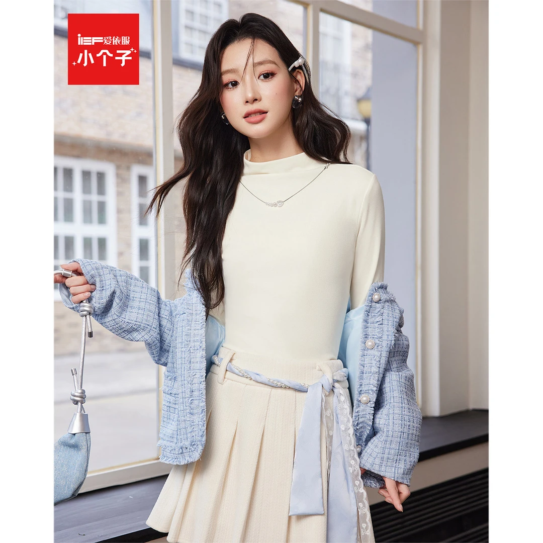 IEF/爱依服2025年韩系早秋穿搭针织衫上衣女小高领套头毛衣打底衫