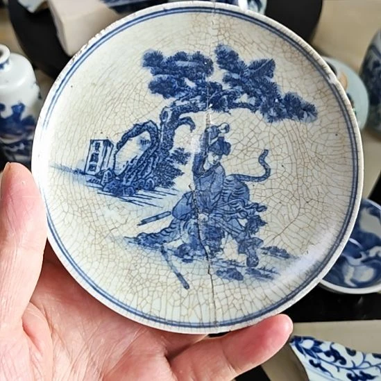 瓷片青花武松打虎的一块瓷片