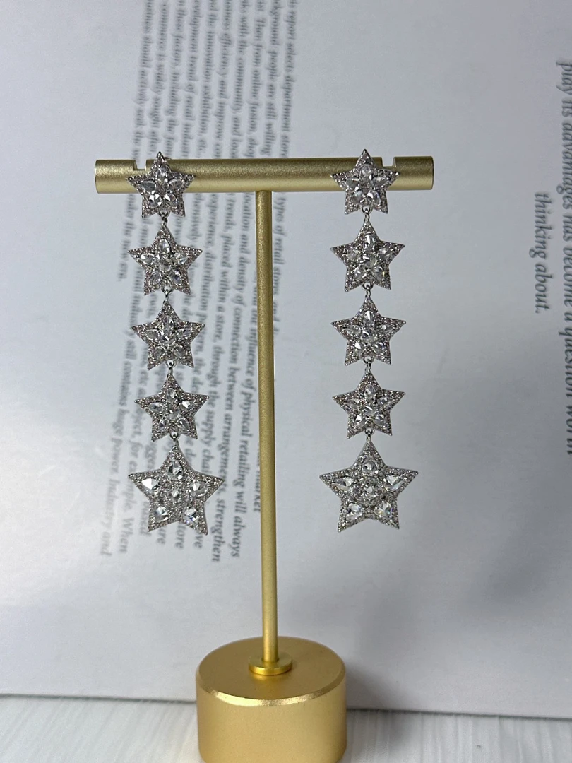 合金合成锆石耳饰 4787【幸运时刻】高级时尚耳环