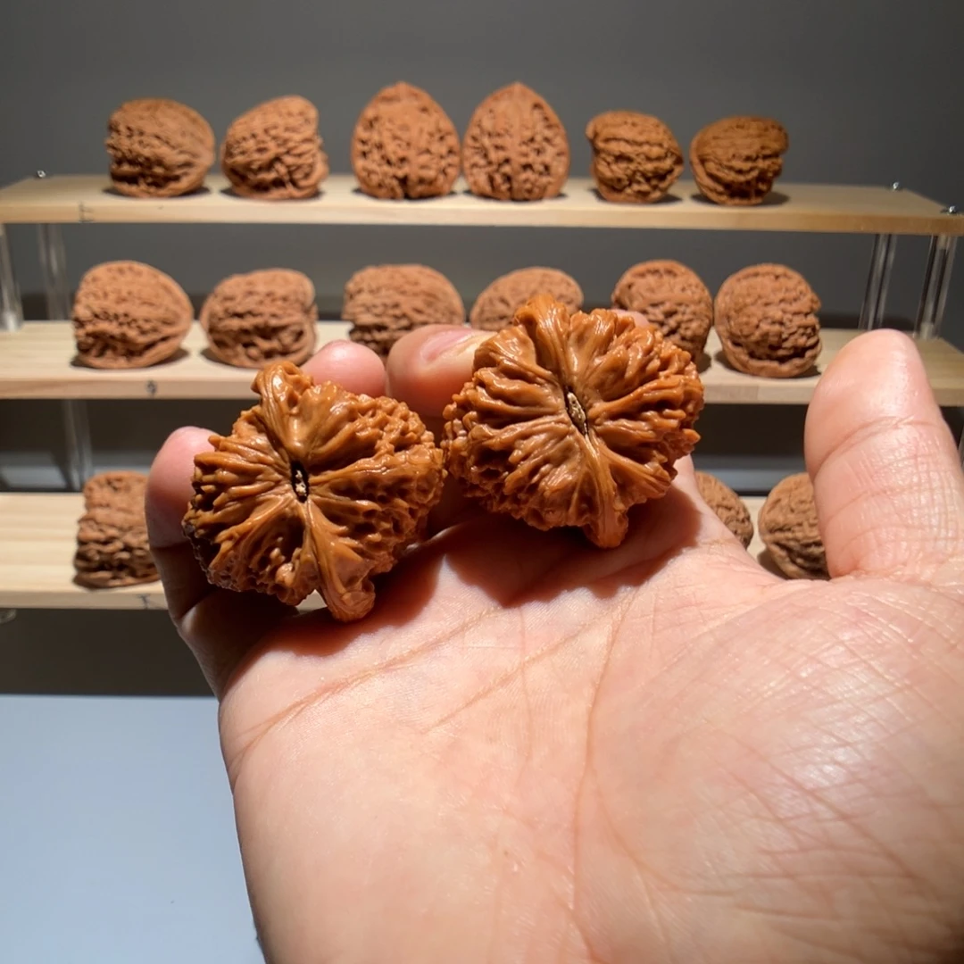 诸***碍文玩核桃把件42尺全品三角疆涿鹿南疆石