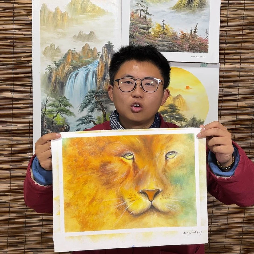 油画行路人小院绘画作品竞拍