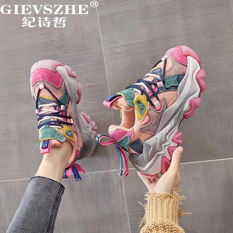 纪诗哲女鞋新款爆款厚底内增高老爹鞋女时尚潮流百搭休闲运动鞋
