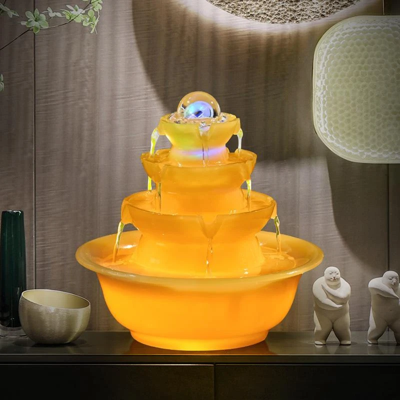 中式前台风水轮风水球装饰招财流水循环水桌面八方来办公室财摆件