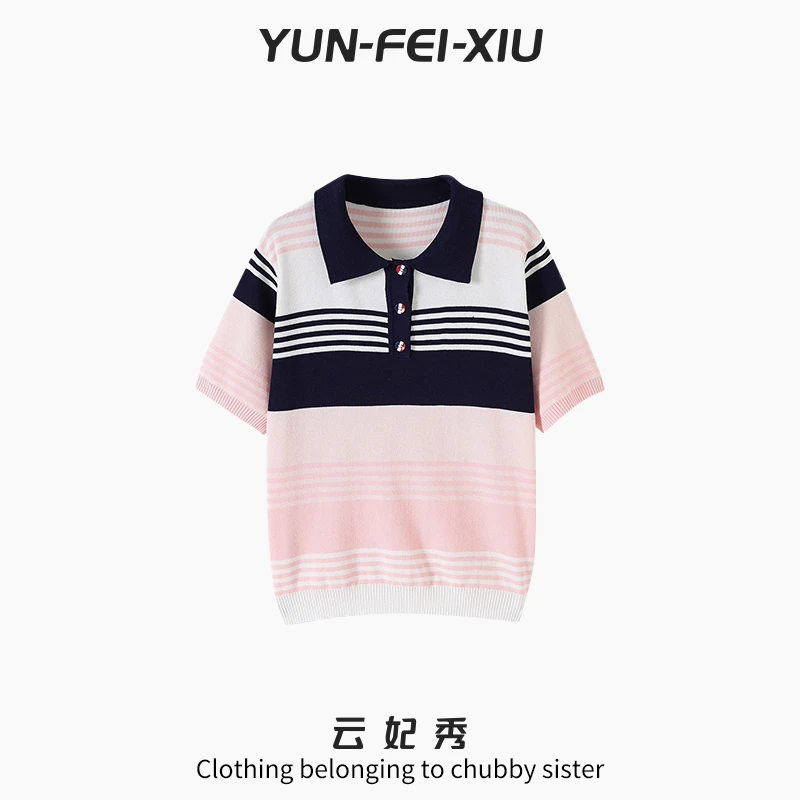 云妃秀大码女装POLO衫休闲时尚胖妹妹显瘦宽松韩版遮肉夏季5189
