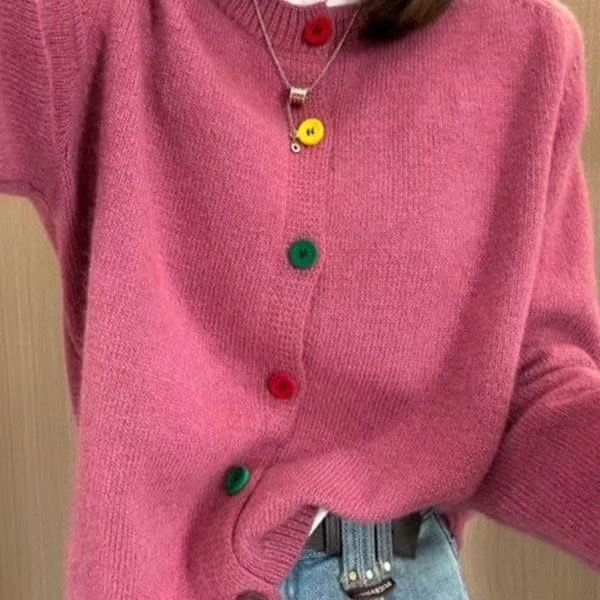 套头款针织圆领毛针织衫浣熊开衫百搭毛衣上衣短款