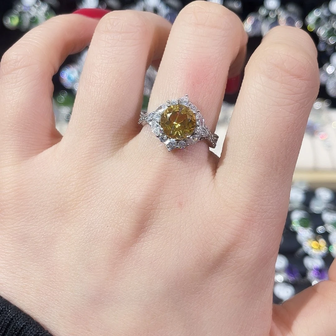 银S925镶嵌戒指黄晶戒指