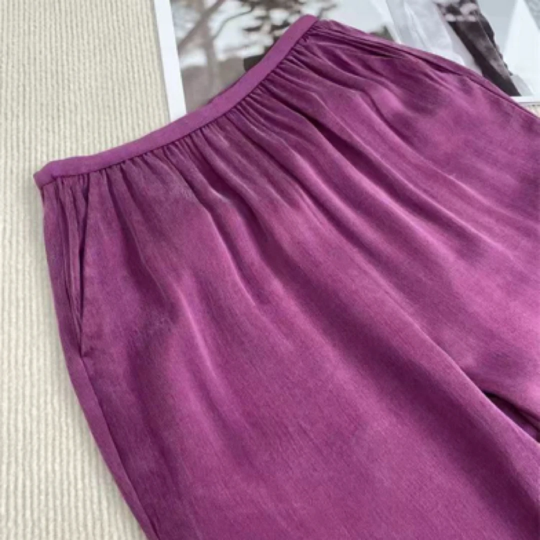 D50051南油爆款气质简约纯色休闲阔腿裤