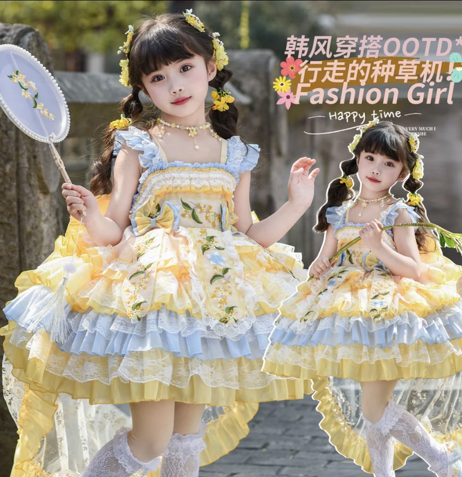 .木樨花语.女童夏季洛丽塔公主蓬蓬裙新款洋气可爱生日礼服裙子