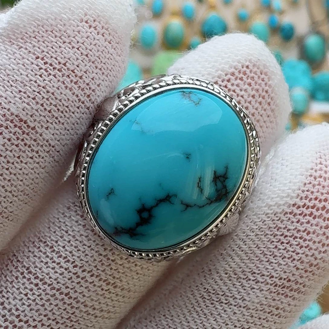 绿松石珠宝奇石银S925镶嵌