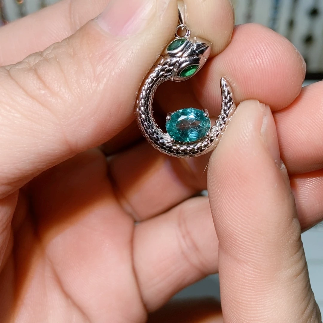 绿水晶戒指银S925镶嵌