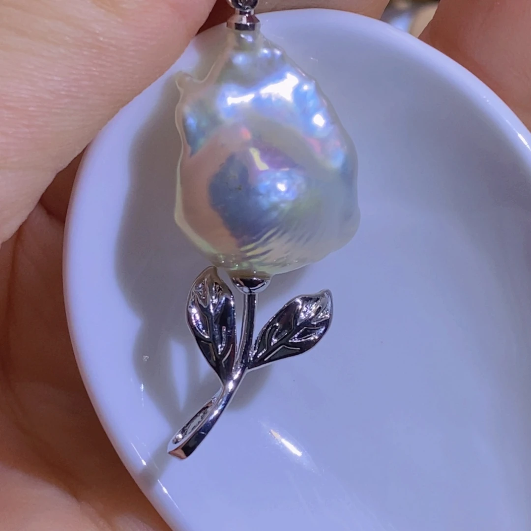 银S925镶嵌淡水珍珠天然淡水珍珠