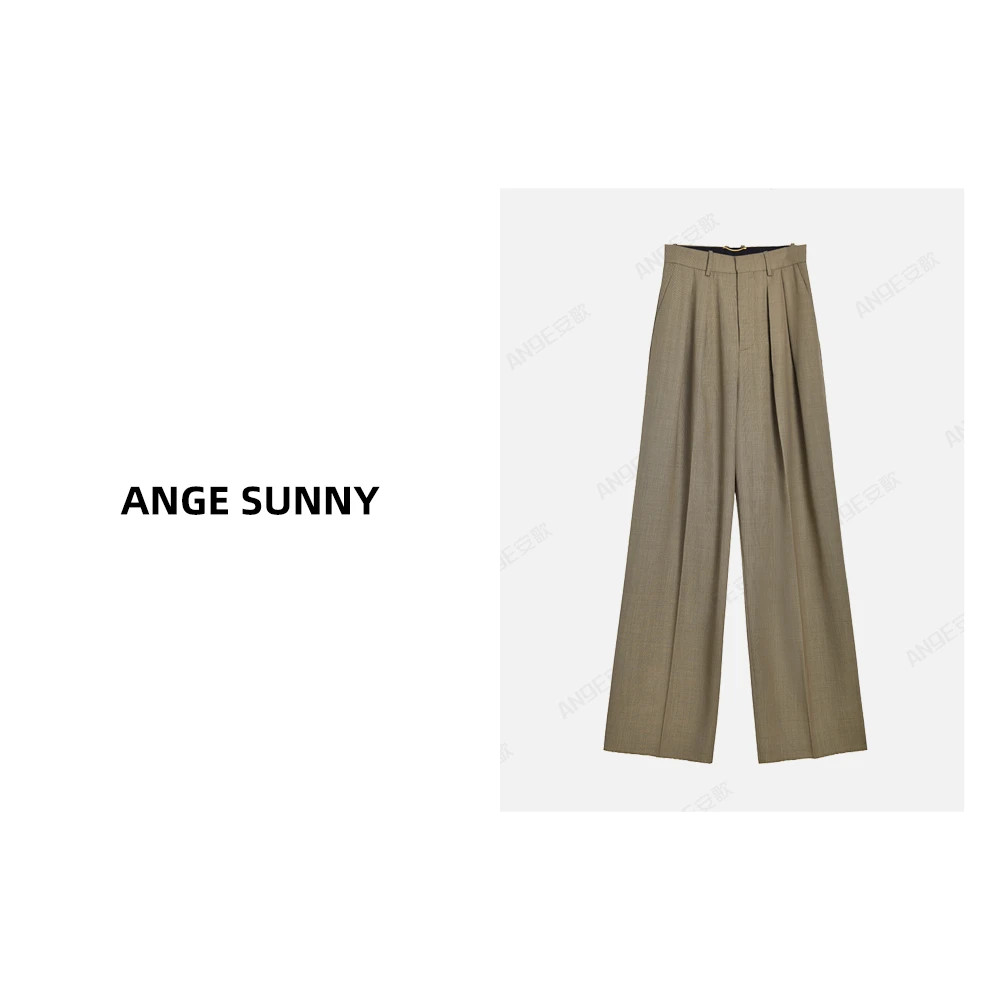 ANGE SUNNY【rosé同款同款  极简羊毛西裤】休闲风简约直筒长裤