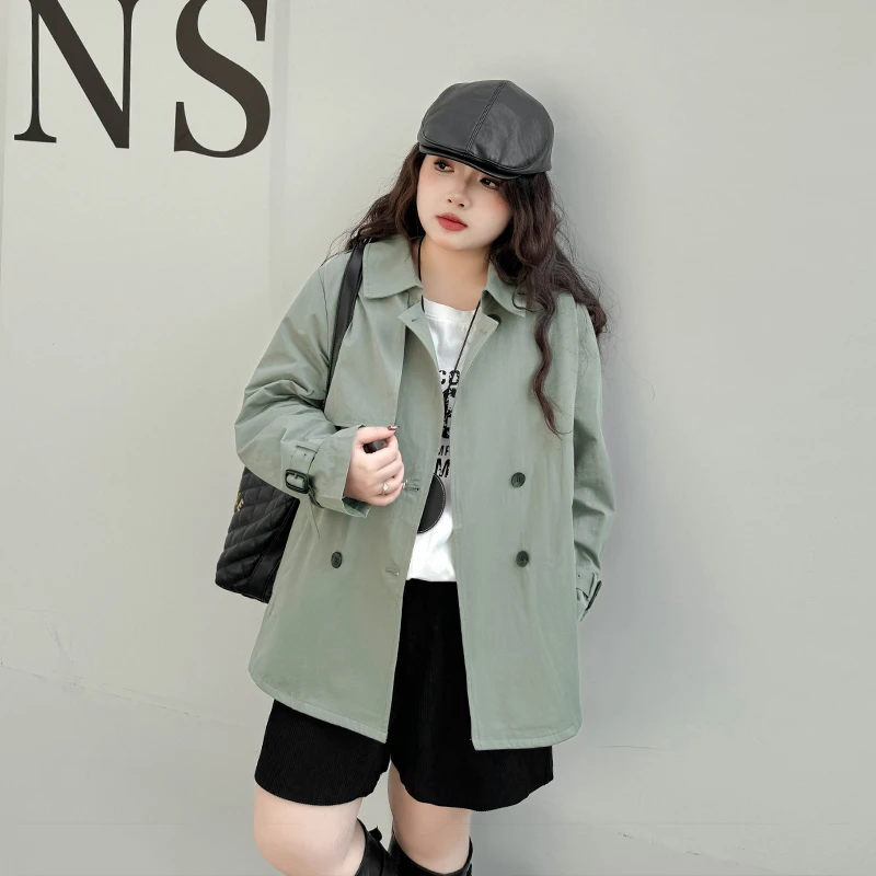 B3276大码女装【私藏的风衣】时髦酷枫经典300斤早春新款休闲外套