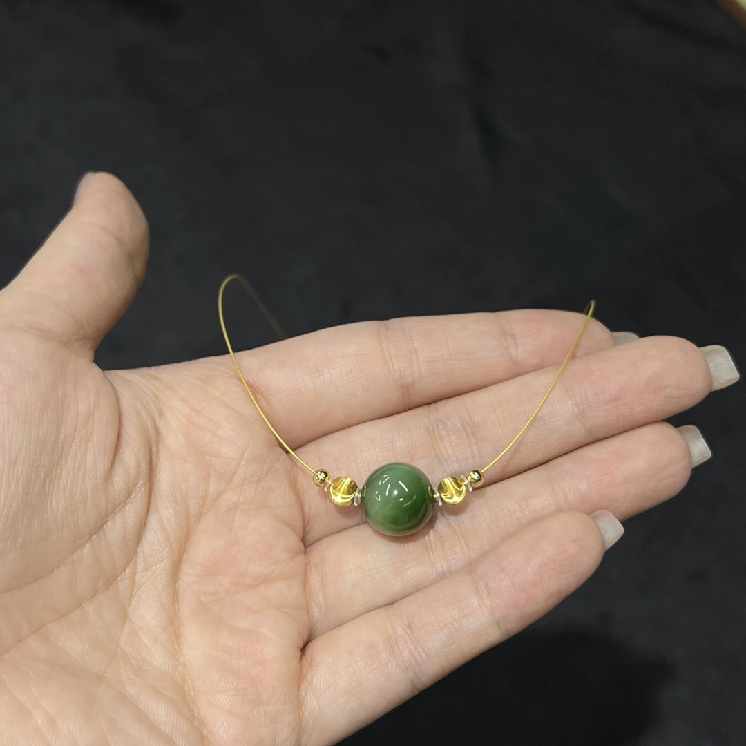 【睿泽鉴宝】S925和田玉猫眼单圈锁骨链 12mm HY0064