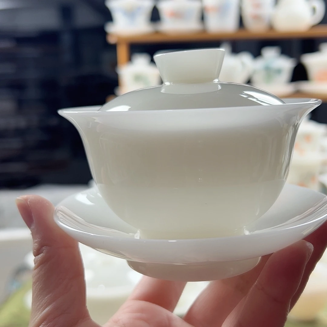 璞玉釉烧元宝盖碗满容200ml