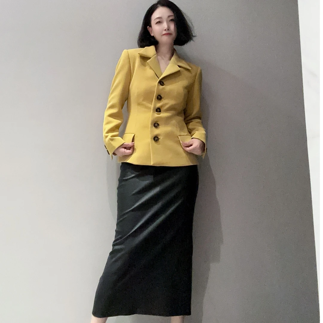 【芥末黄】日本进口醋酸修身西装MC10526