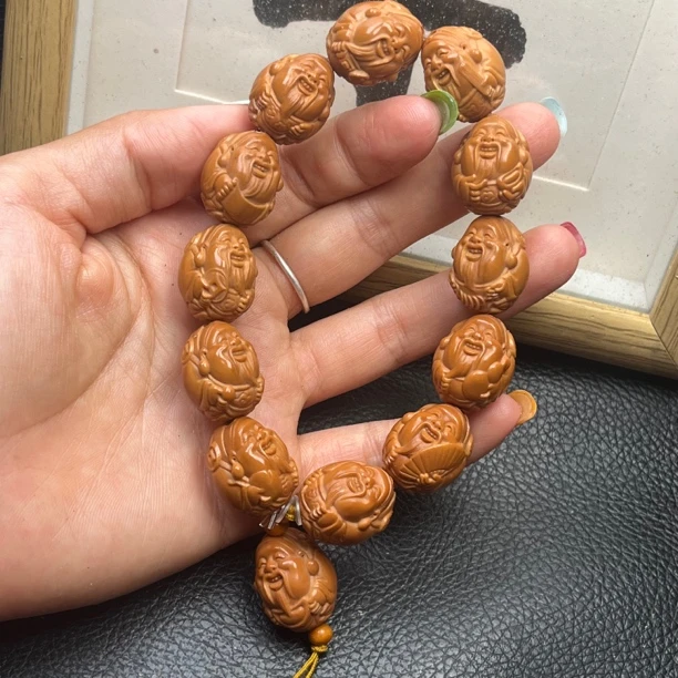 【多宝橄榄核财神】财神手串橄榄核雕手工文玩手串