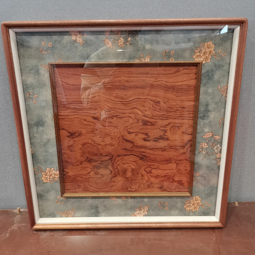 真丝苏绣釉青锦——50x50乌檀木框中框画框【画芯33x33】