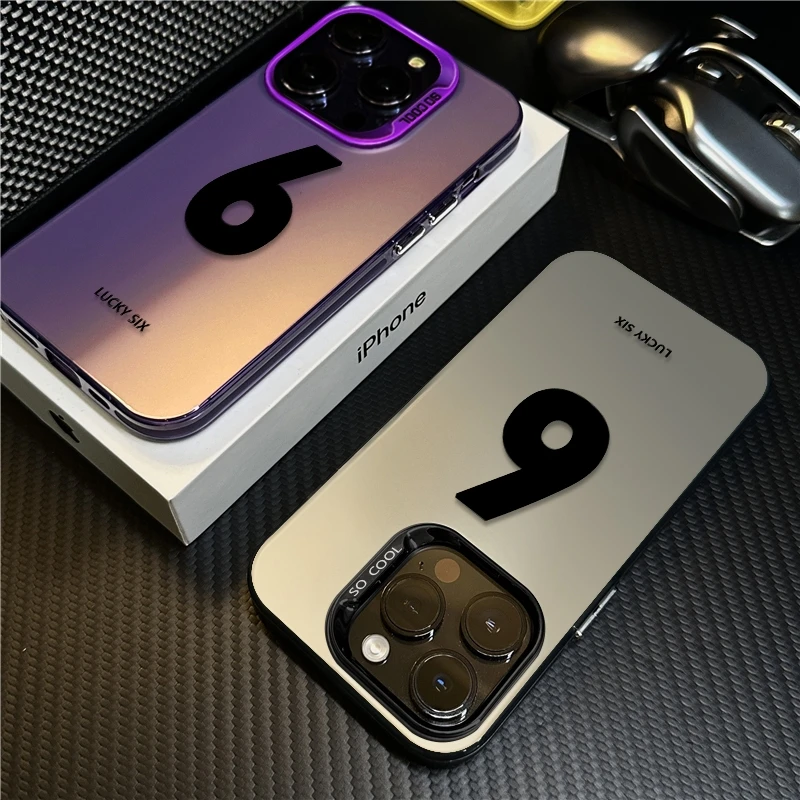 幸运数字6适用苹果16promax手机壳iPhone15创意14保护套17文字12