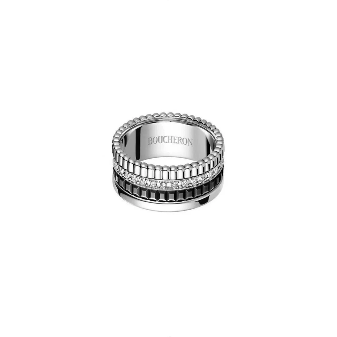 99新 Boucheron/宝诗龙 18k白金镶钻戒指