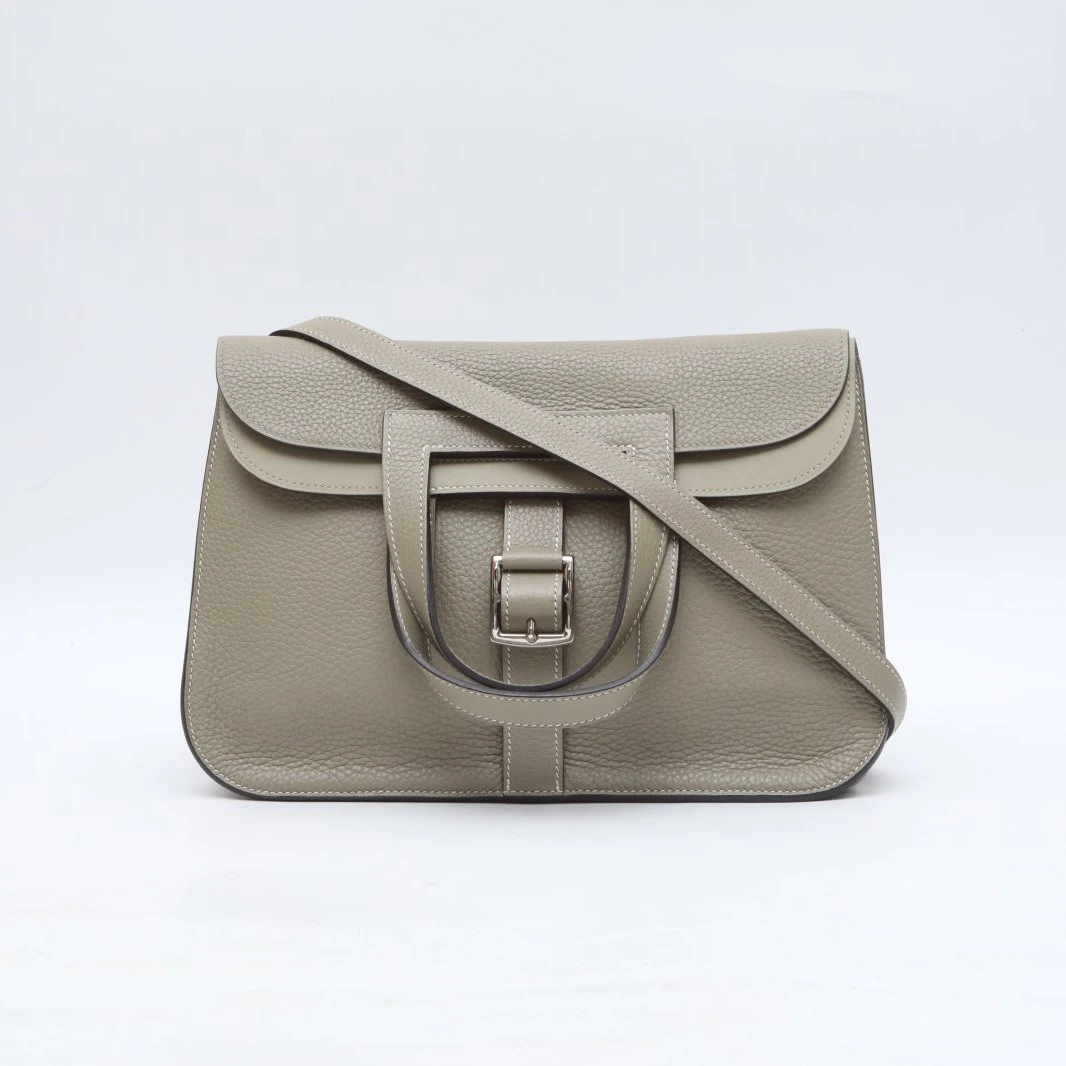99新 Hermes/爱马仕 花花 Halzan 31 Q1鼠尾草绿 TC皮 A刻 银扣