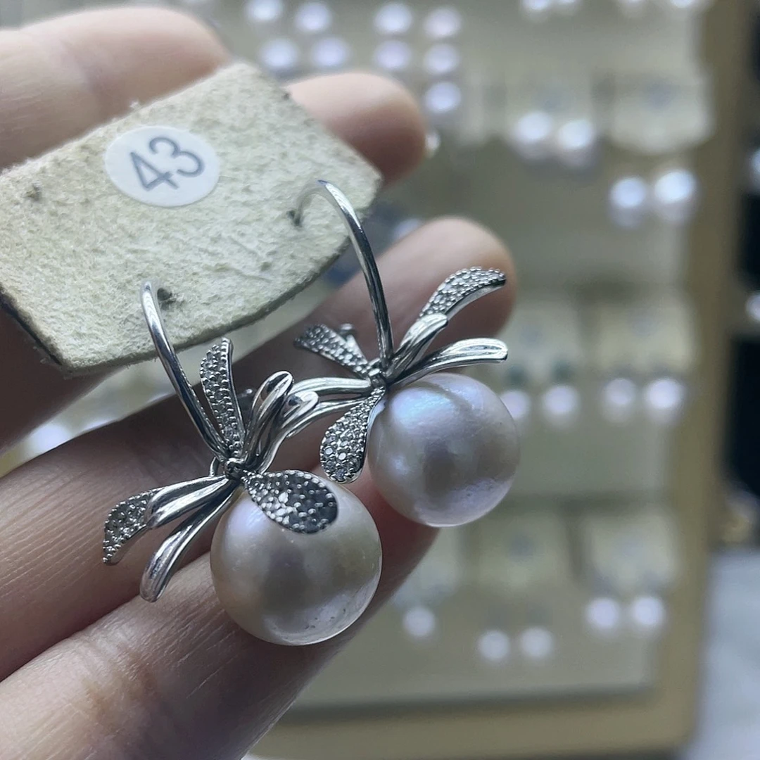淡水珍珠耳饰银S925镶嵌