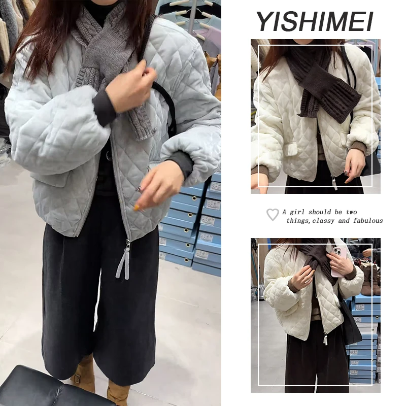 秋冬穿搭一整套女2025新款气质保暖棉服外套宽松休闲裤两件套