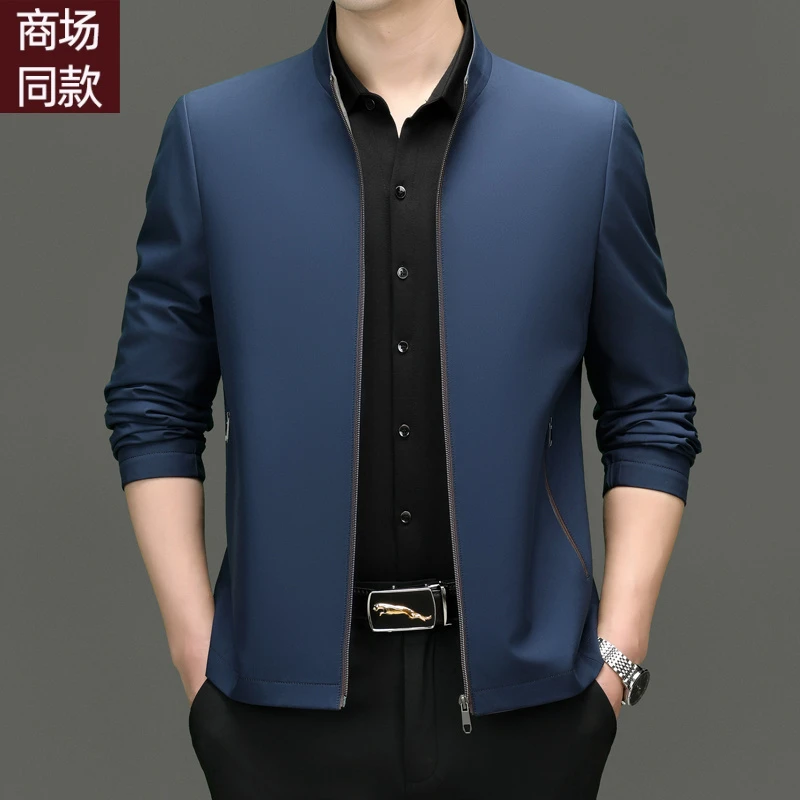 高级大牌袖立领春季2025年男士夹克商务春季中青年春秋季薄款