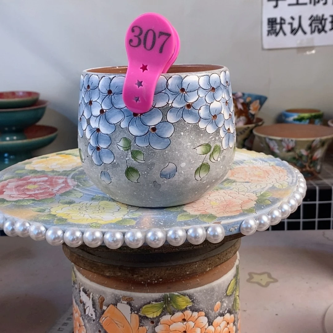 紫砂花盆暖*。红陶手绘花盆