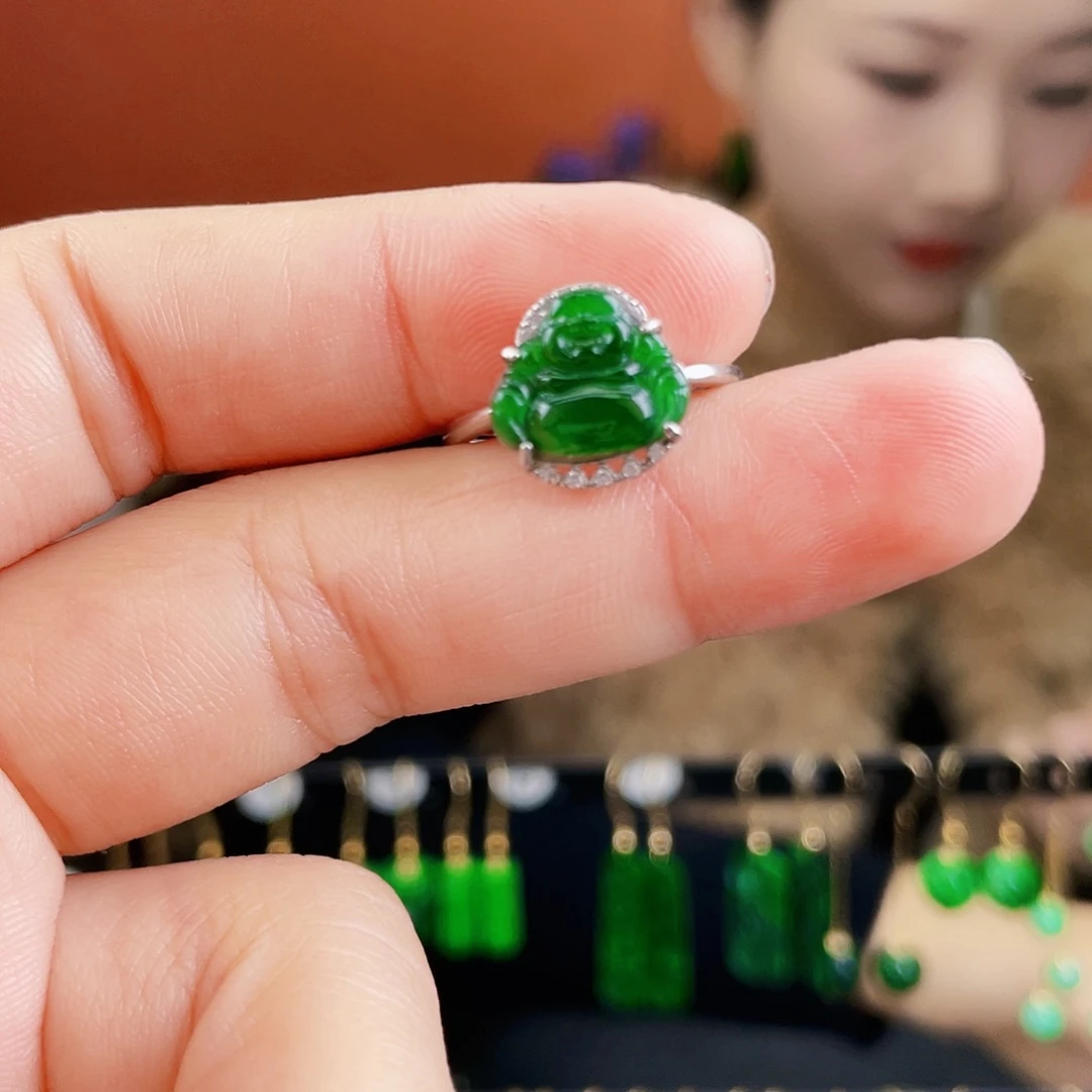 翡翠银S925镶嵌耳饰