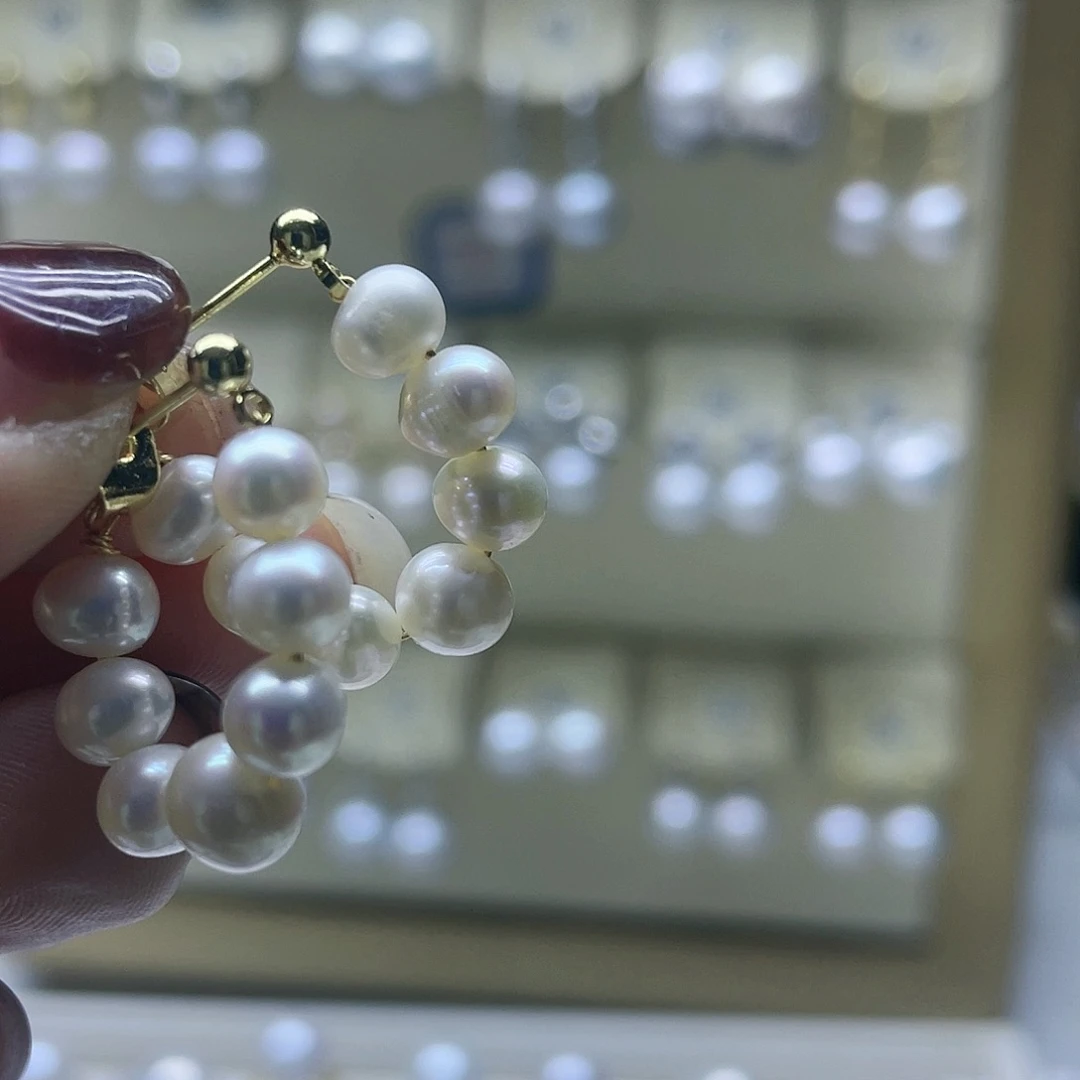 淡水珍珠耳饰银S925镶嵌