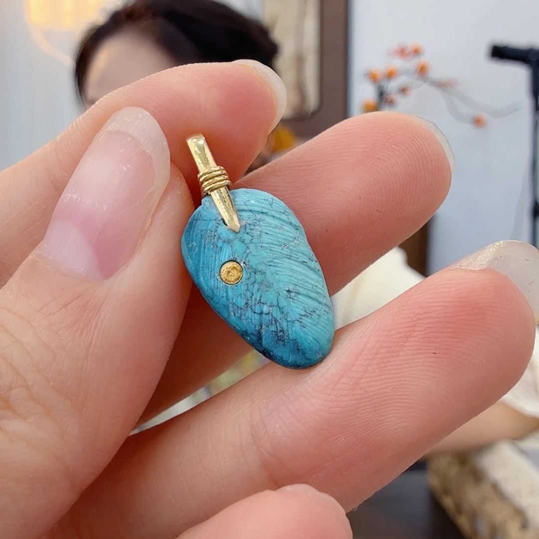 绿松石18K金镶嵌珠宝半成品