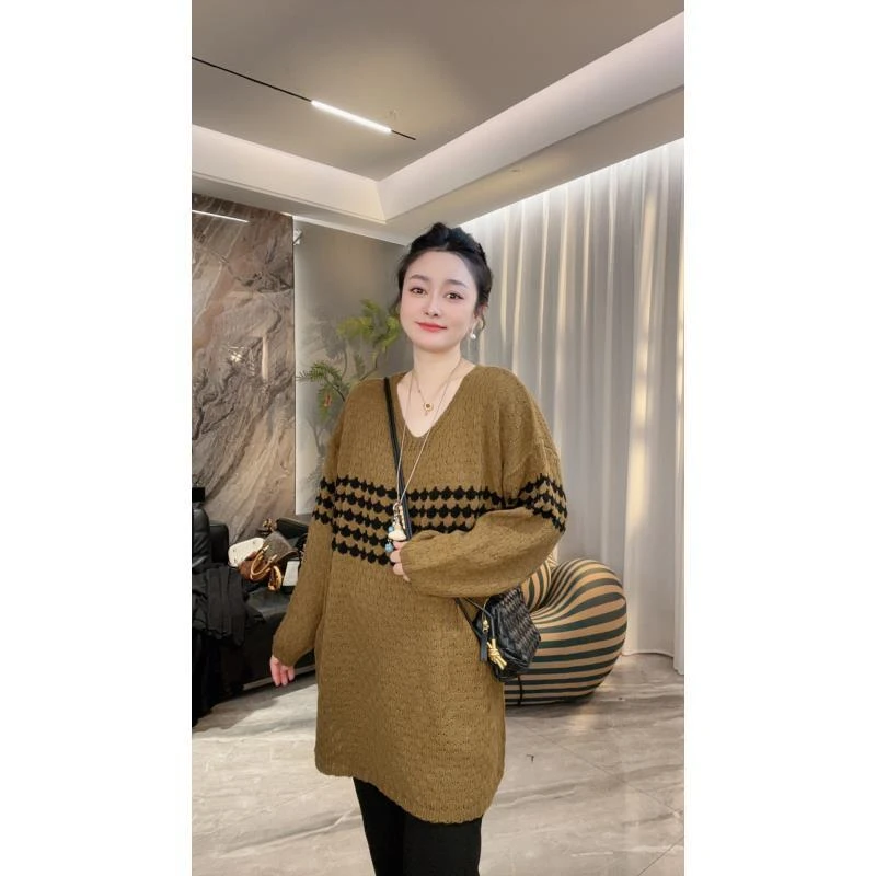 【冲姐】秋款上新设计感宽松韩版撞色洋气圆领针织衫上衣313