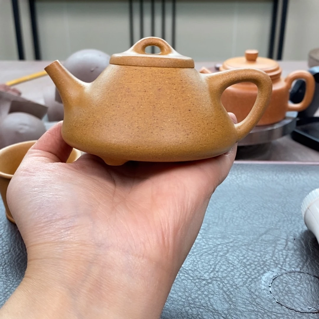 紫砂茶壶黄金段子冶石瓢180cc精工半手