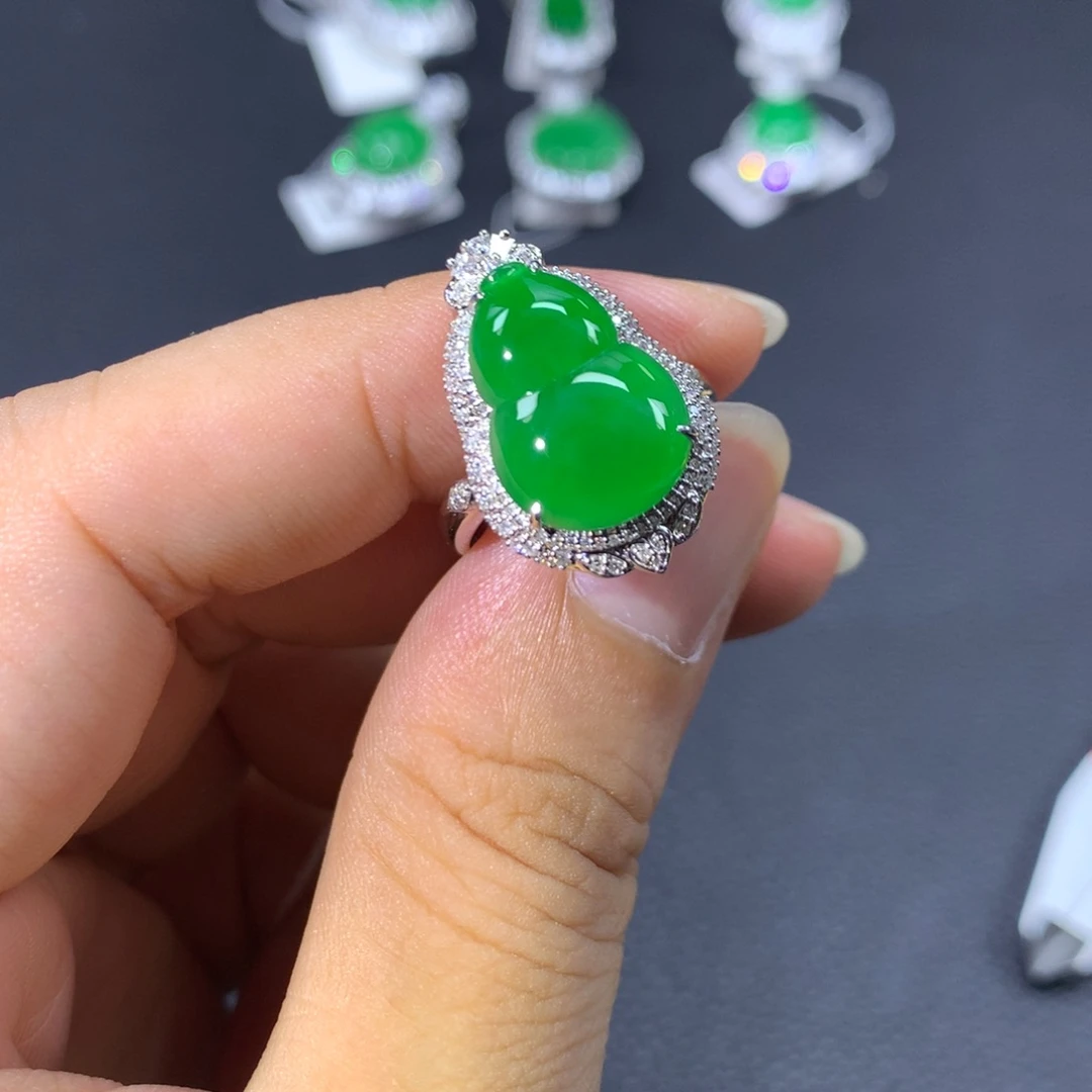 翡翠戒指18K金镶嵌两用款