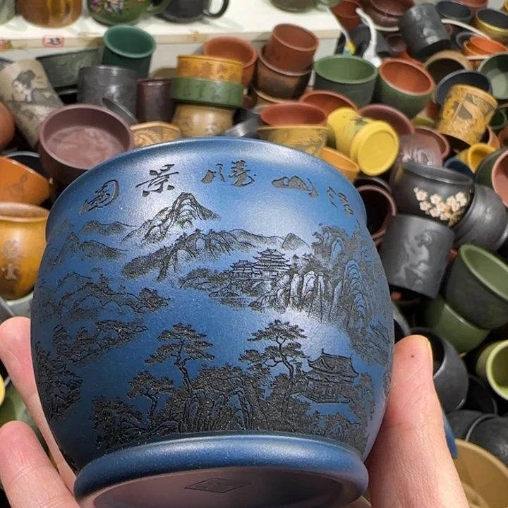 茶杯绿泥全手工紫砂