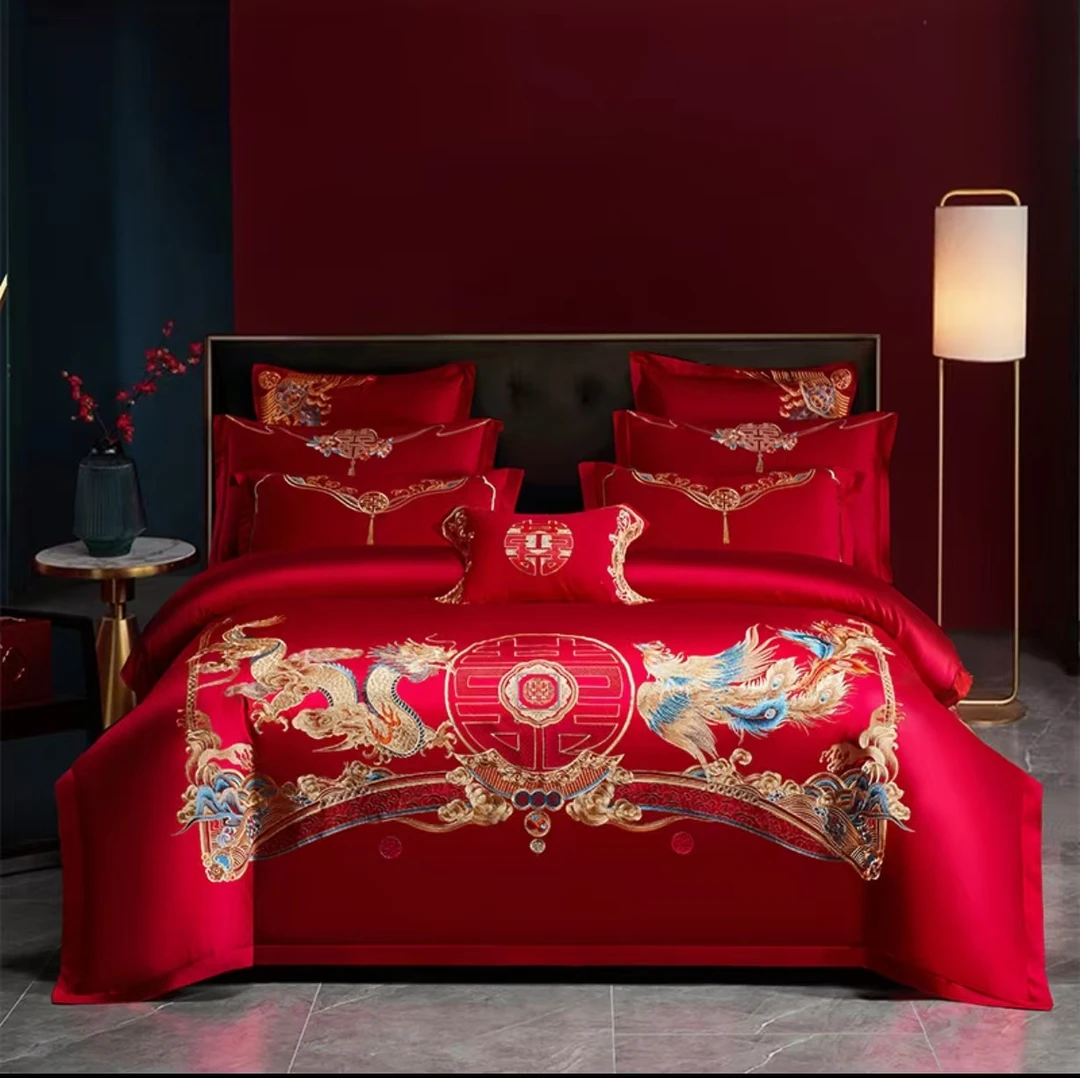 【龙凤传奇】全棉婚庆刺绣四件套高端绣花中式婚房结婚