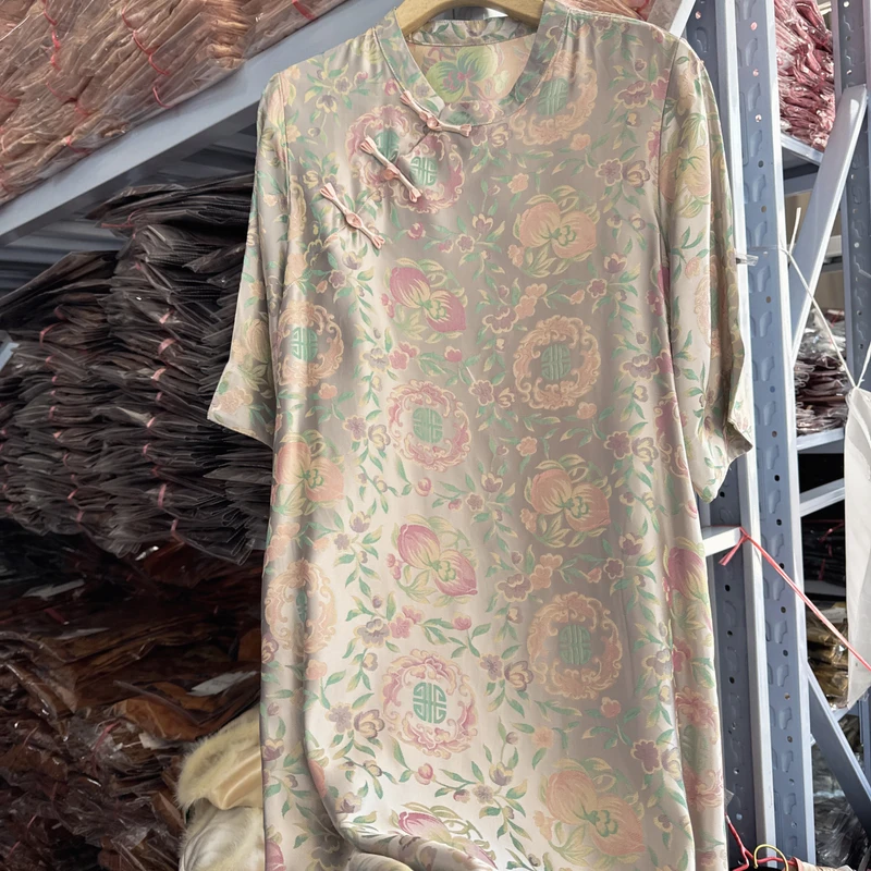 8163款新中式长款连衣裙