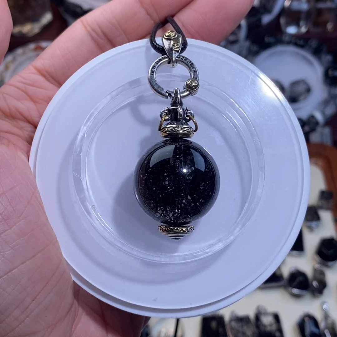 手链未镶嵌水晶黑发晶吊坠22.8mm全透体满发蕾丝设计款