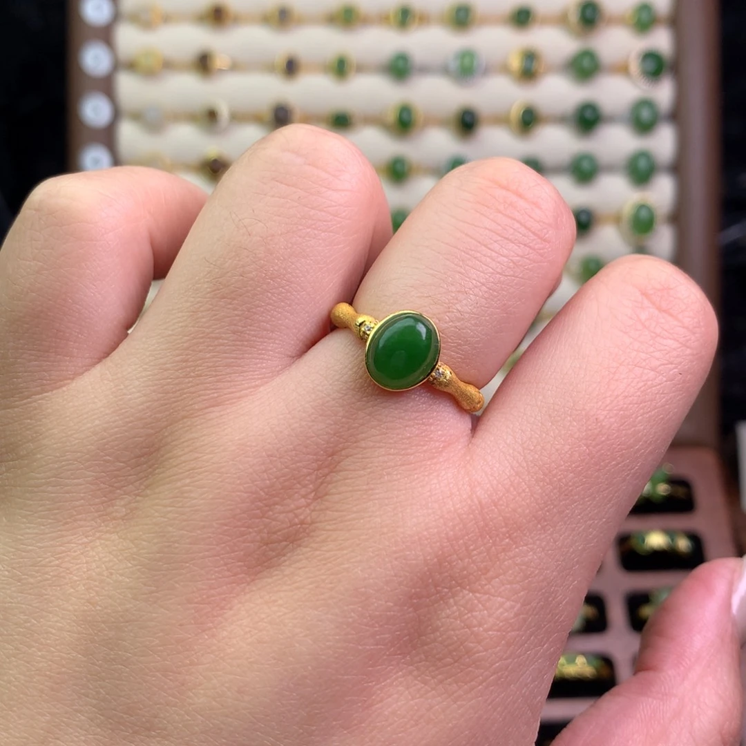 和田玉银S925镶嵌戒指