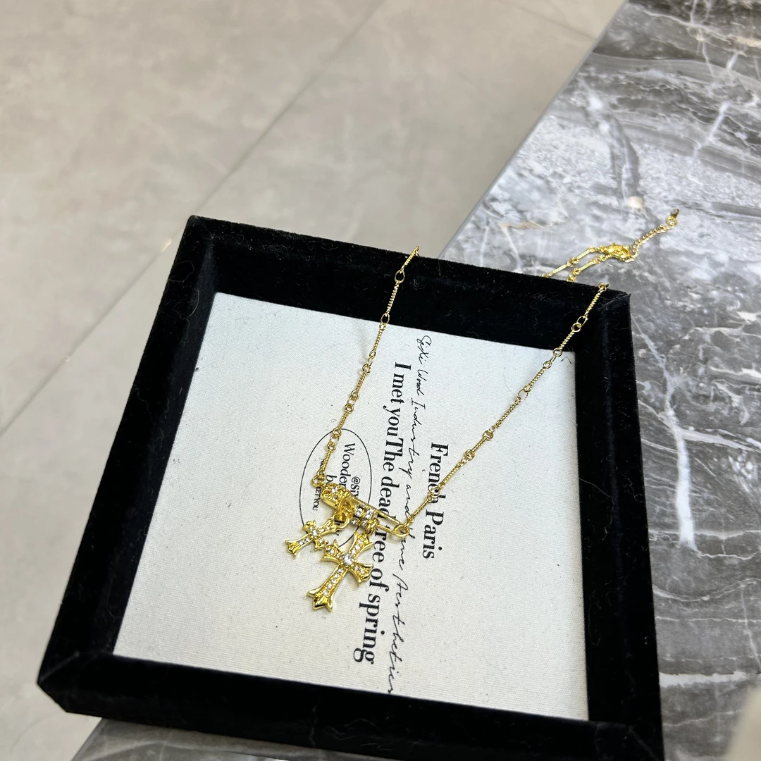 铜合金项链 别针十字项链XL4073