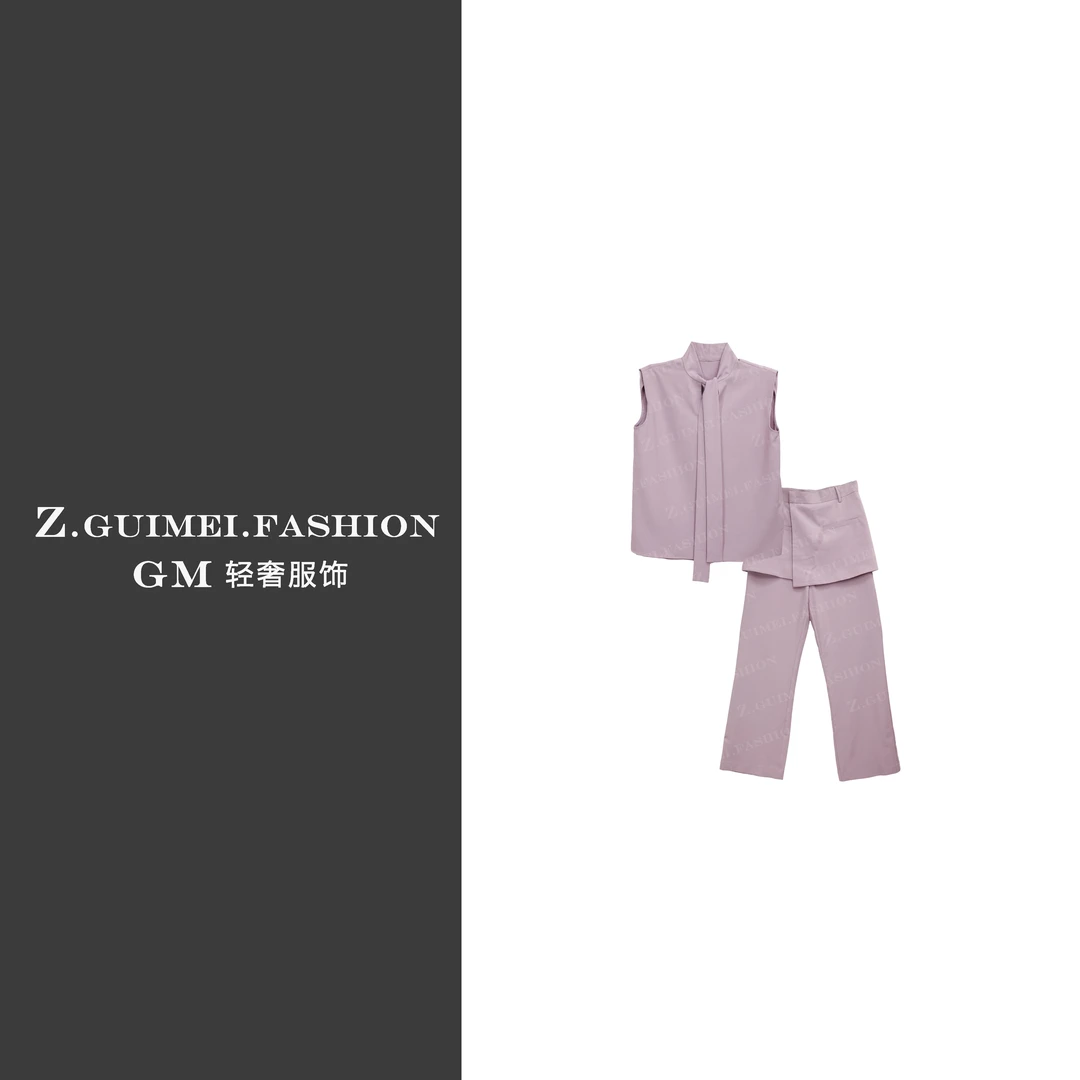 【肆姐高定】飘带无袖马甲连裙裤套装XY2662