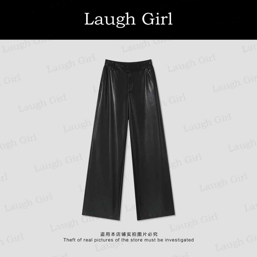 楚楚君 Laugh girl【无法抗拒】时尚百搭高级皮裤KL53361J