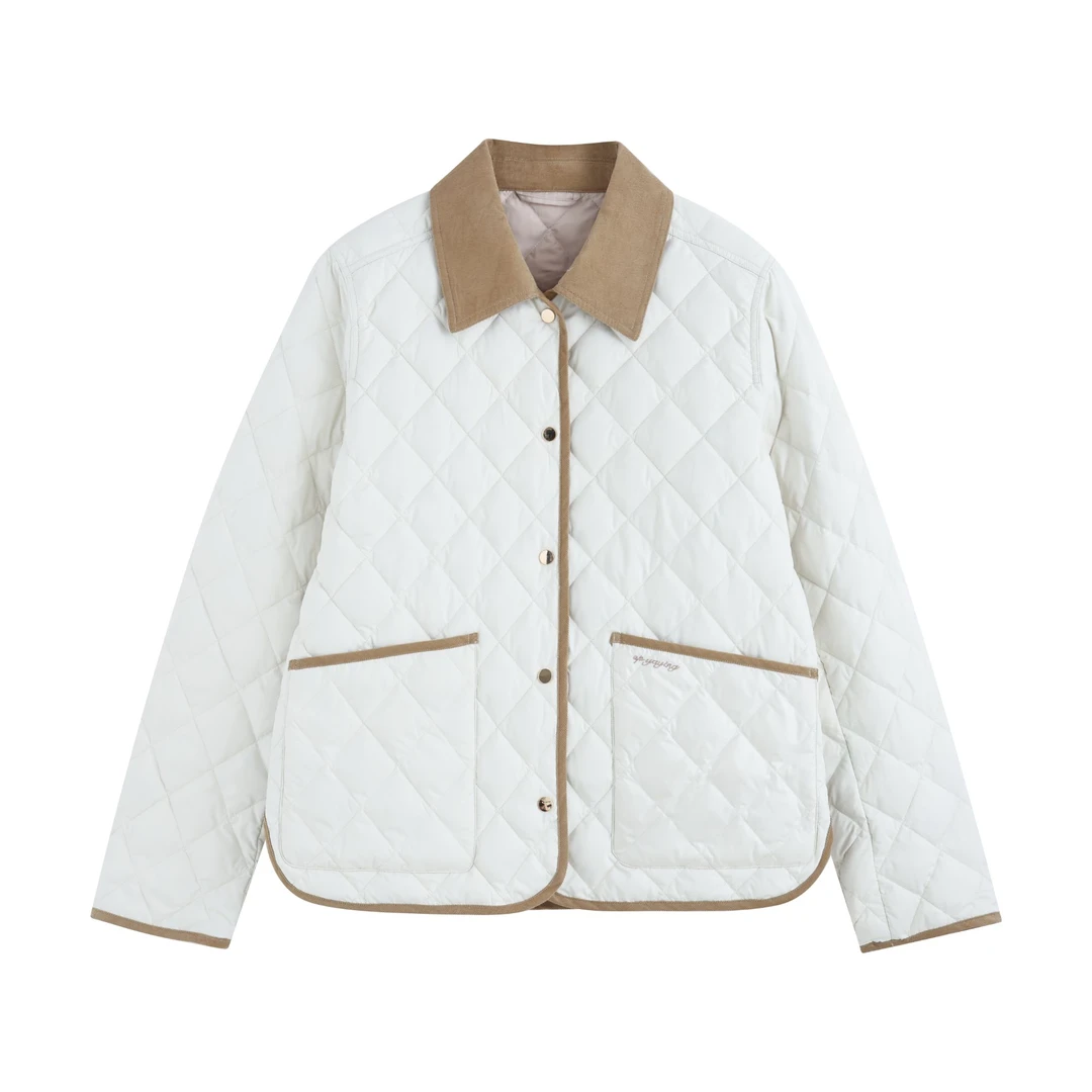 31500 修身轻羽绒翻领撞色保暖大口袋外套1485