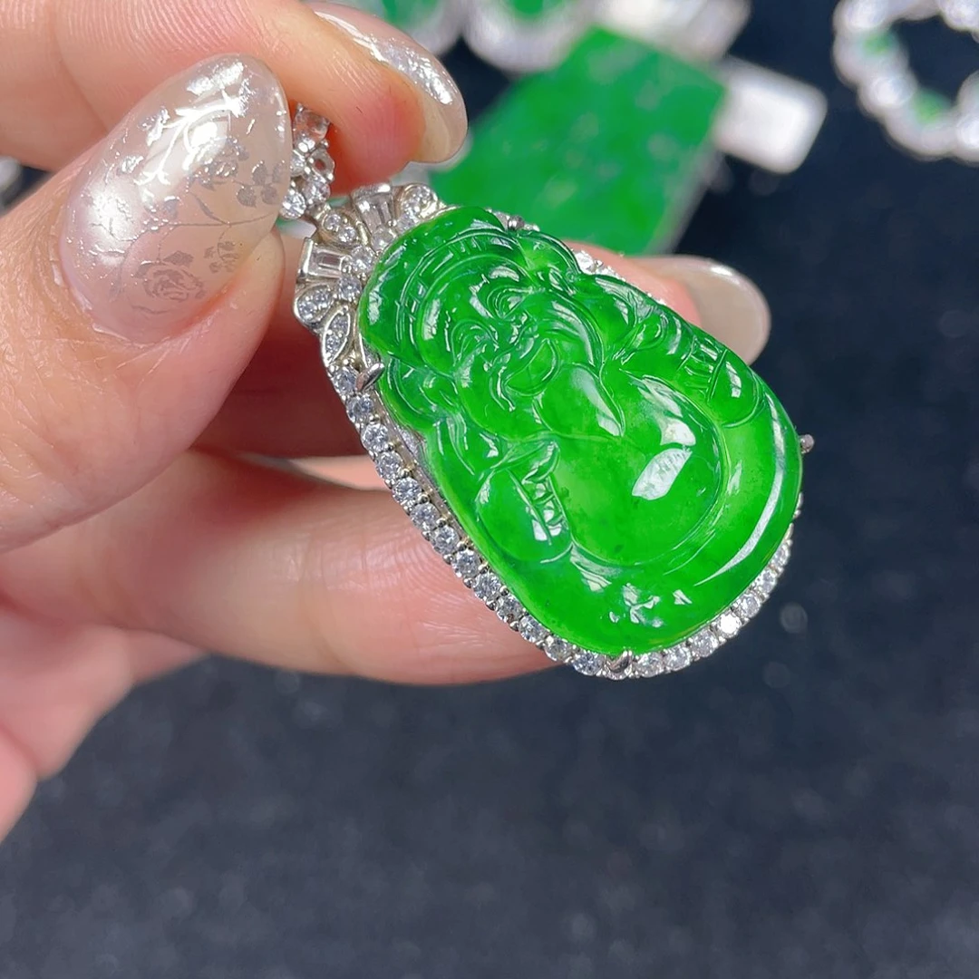 翡翠吊坠(不含链)银S925镶嵌