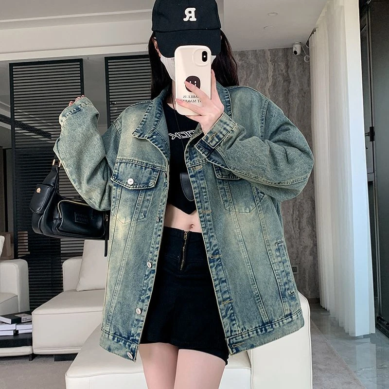 牛仔外套女春秋新款高街潮牌宽松情侣宽松百搭上衣夹克女款